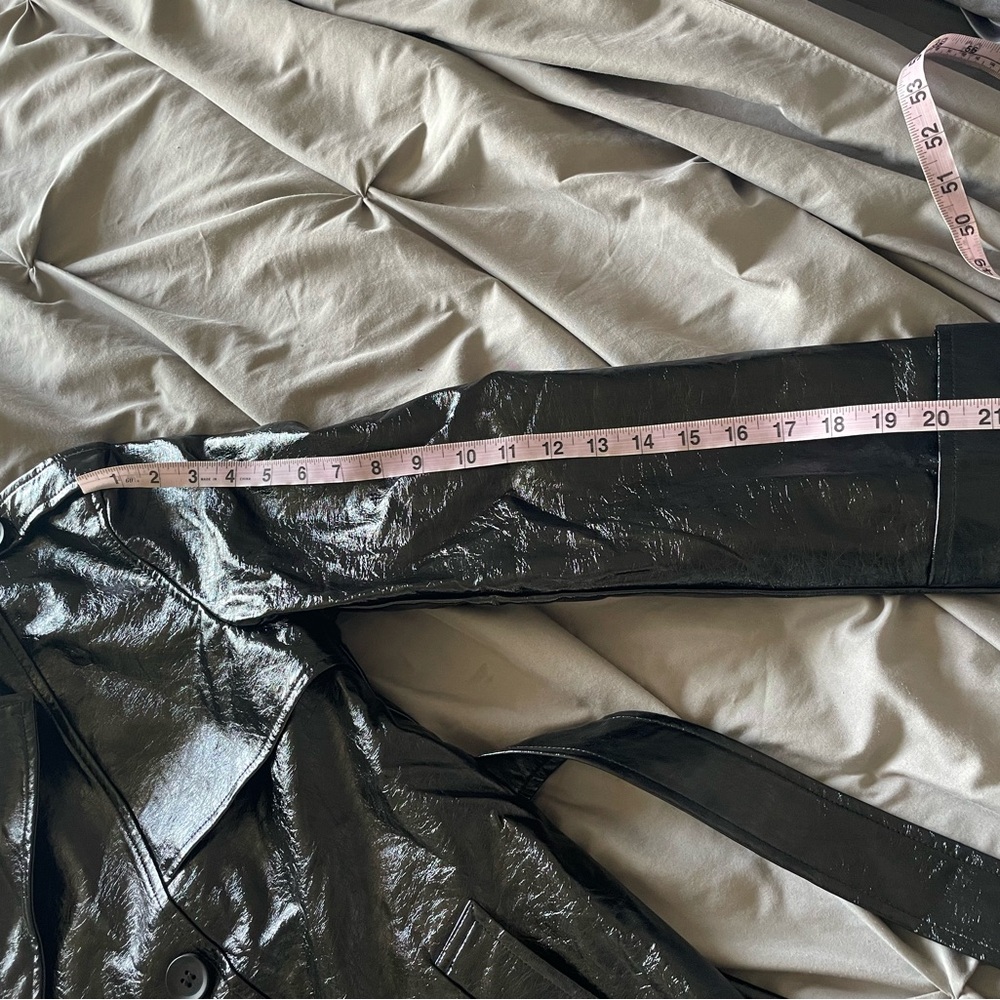Undercover Black Faux Patent Leather Trench Coat - Picture 7 of 9